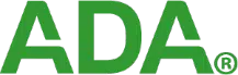 ADA logo in green letters – Ron Duffin DDS Green logo of the American Dental Association (ADA) with bold capital letters and registered trademark symbol – Ron Duffin DDS
